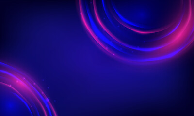 Abstract Neon Circle futuristic Background in Vibrant Purple and Blue Color, glowing circles against a deep navy blue backdrop, Energy Waves Motion light