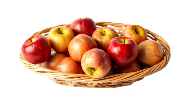 Photo of basket of apples isolated on transparent background.png