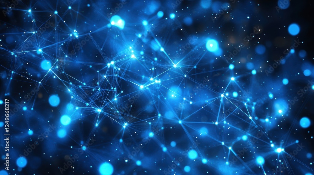Poster abstract blue network connection, digital technology background