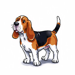 A cute illustration of a Basset Hound