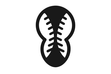 Silhouette vector illustration of baseball laces icon on a white background