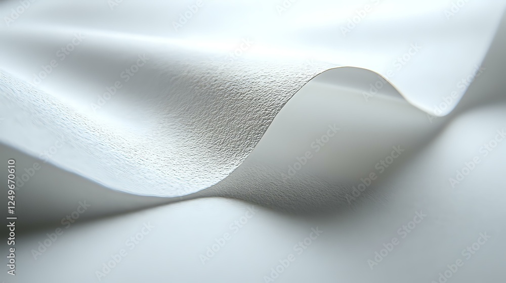 Poster elegant white fabric with soft waves and gentle folds creating subtle shadows and highlights on text