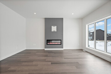 Large fireplace is the focal point of the room