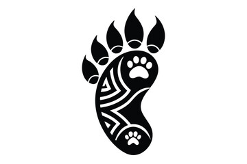 Tribal-style footprint icon with artistic patterns on a white background