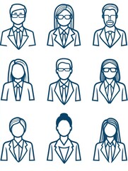 Human resources vector line icon set isolated on white background. Human resources line icon set for infographic, website or app. Scalable icon designed on a grid system.