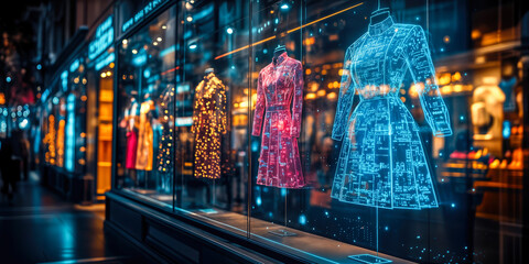 AI-Enhanced Fashion Retail Display with Digital Style Suggestions in Urban Storefront