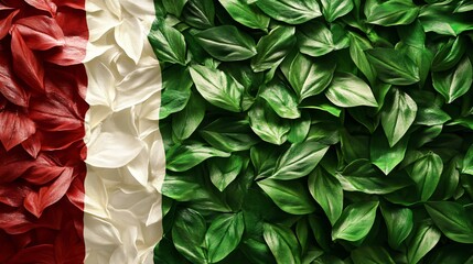 Obraz premium Creative and Artistic Representation of the Italian Flag Using Fresh Basil and Mozzarella Cheese