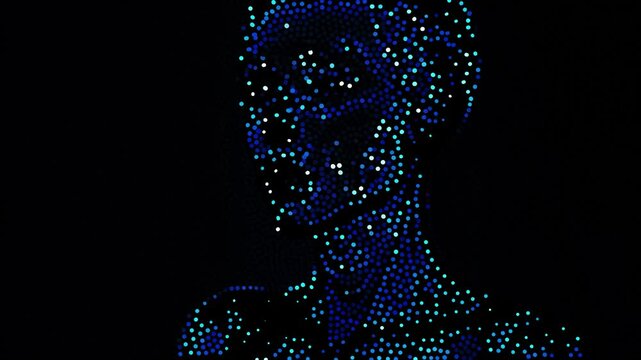 abstract robot head made of dots