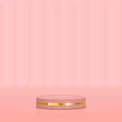 Valentine’s Day product display podium with a soft pink aesthetic. A luxurious cylindrical stage pedestal, ideal for showcasing romantic gifts, cosmetic products, and elegant branding materials. 
