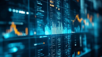 Obraz premium A captivating abstract representation of digital data analytics, featuring vibrant colors and intricate graphics that symbolize modern technology and analysis.