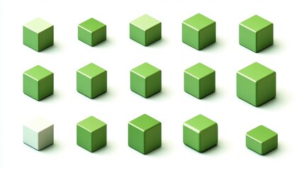 Obraz premium bundle green colour professional graphic design element 2d isolated with white background