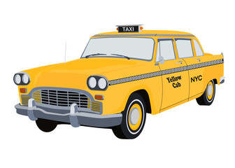 Retro yellow taxi cab, checker taxi