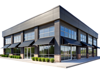 modern office building with green windows