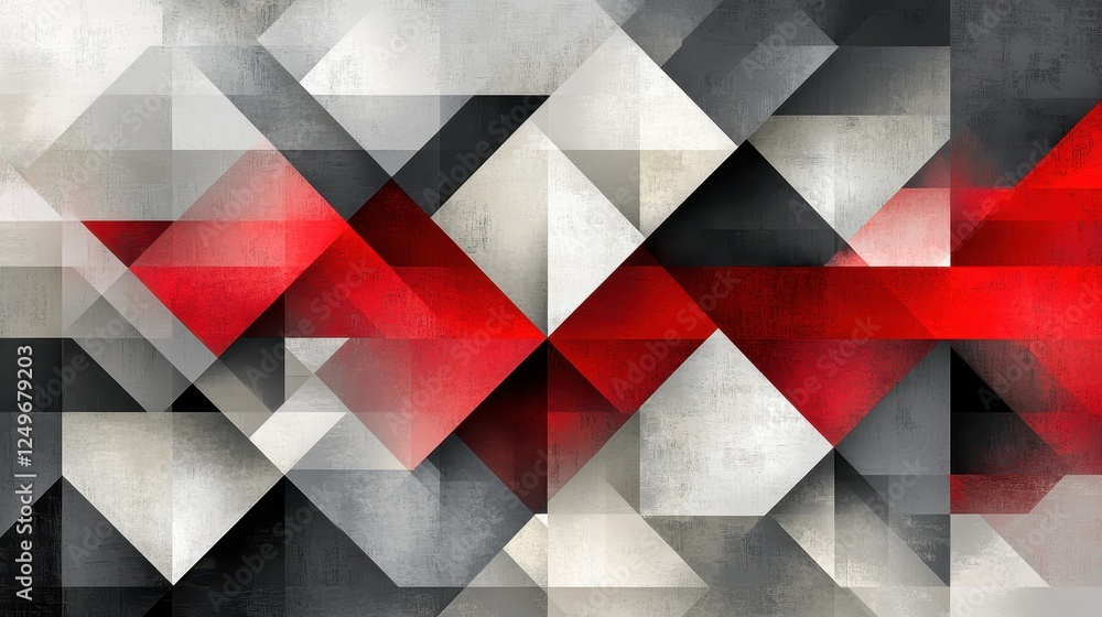 Poster red and gray geometric abstract art; modern design background