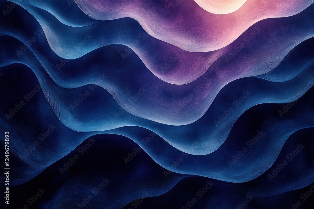 Poster symmetrical waves creating a mesmerizing abstract pattern with deep colors and smooth textures