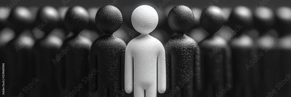 Aufkleber black and white figures symbolizing diversity and unity in a minimalist style