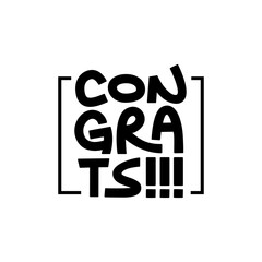 Congrats hand drawn lettering message. Congratulations sticker. Fun design.