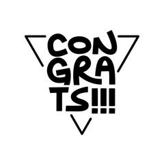 Congrats hand drawn lettering message. Congratulations sticker. Fun design.