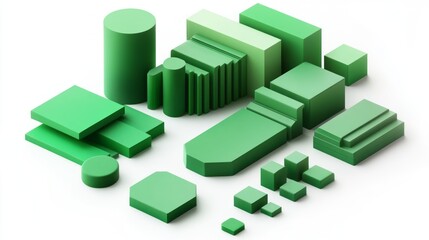 Naklejka premium bundle green colour professional graphic design element 2d isolated with white background