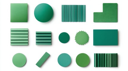 bundle green colour professional graphic design element 2d isolated with white background