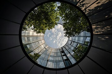 Naklejka premium Reflections of the Sun on Contemporary Structures in Berlin, Germany