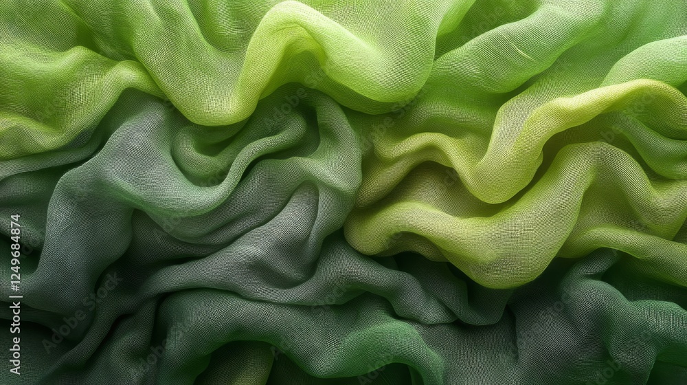 Leinwandbilder abstract gradient: a gentle flow of green textile, revealing elegant drapes and subtle textures in a