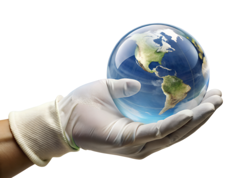 businessman holding globe - Powered by Adobe