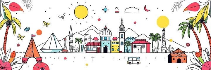 Wanderlust Watercolor: Whimsical Travel Sketches with Ethereal Patterns