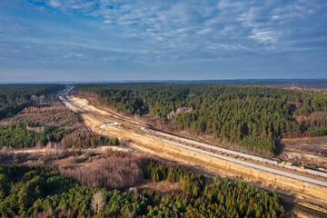 Construction of the new Tricity Metropolitan ring road in Pomerania. Poland
