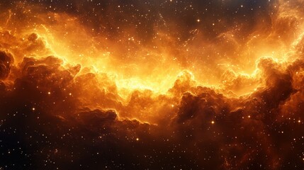 Obraz premium Fiery nebula cosmic clouds, space background, for science fiction