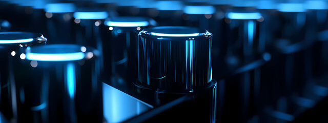 Abstract Tech Landscape with Shiny Cylindrical Shapes