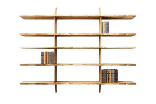 Adjustable Wall Mounted Bookshelf: Customizable Storage to Fit Your Needs Isolated on Transparent Background