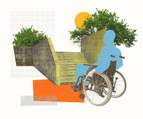 Inclusive Urban Life . Contemporary Art Collage on Accessibility