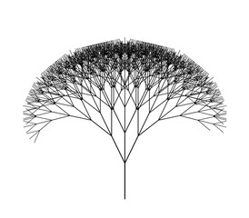Black and White Fractal Tree Illustration Graphic