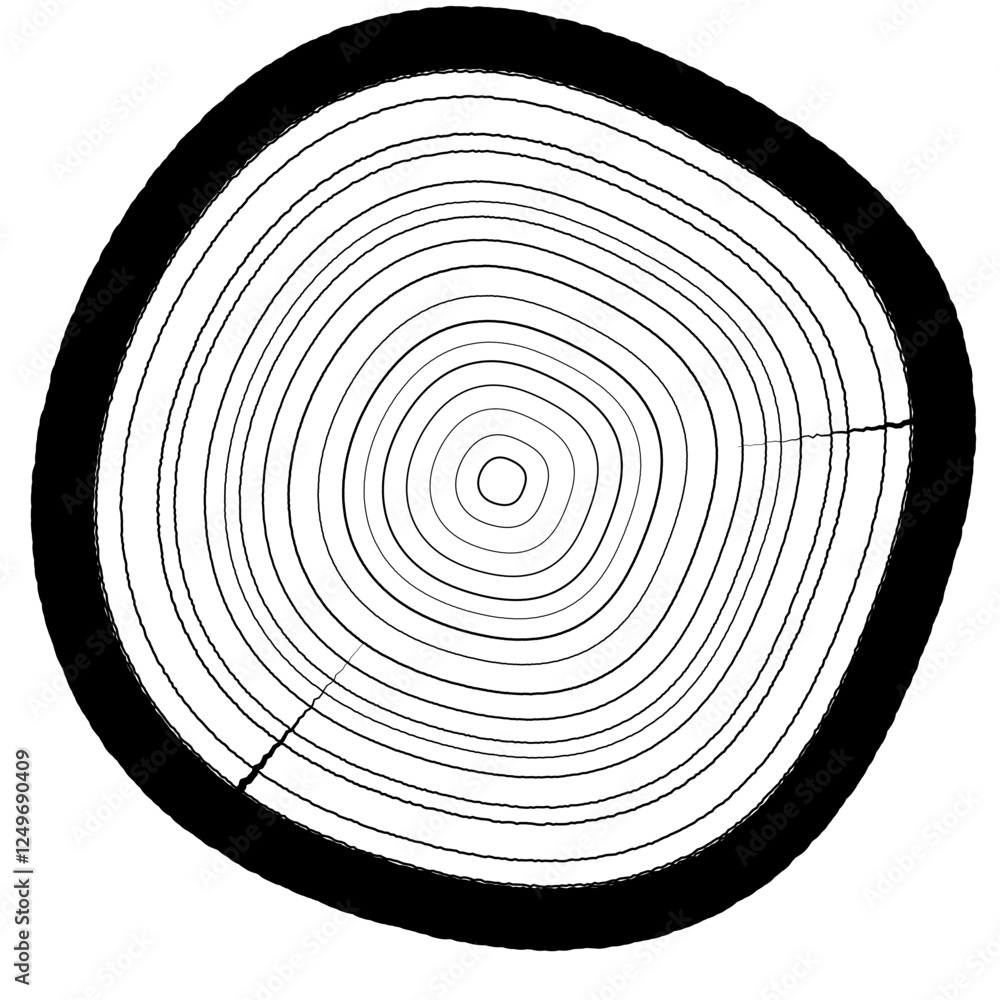 Poster detailed distorted wood grain circle pattern design element