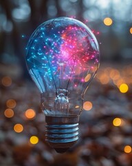 Lightbulb illustration featuring learning icons for knowledge, creativity, and problem solving