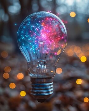 Lightbulb illustration featuring learning icons for knowledge, creativity, and problem solving