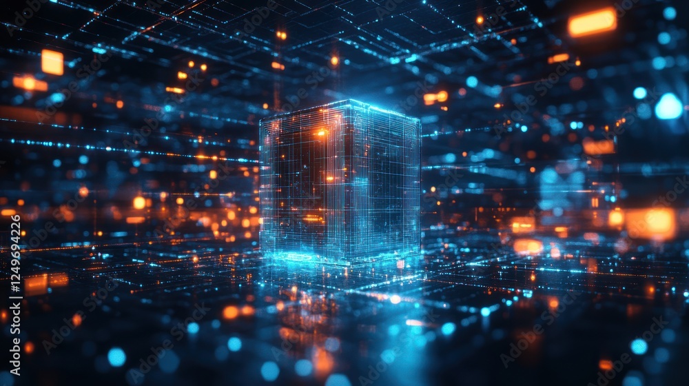 Poster abstract digital cube in a network environment