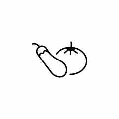 eggplant tomato icon sign vector