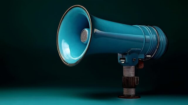Stylish Blue Megaphone for Effective Public Announcements