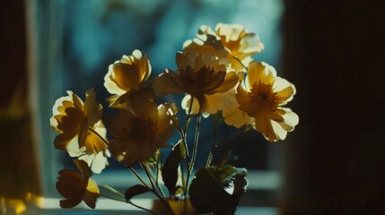 Fototapeta premium vase with flowers, blur background generative ai