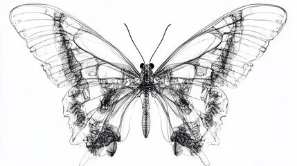 X-Ray Butterfly Delicate Wings in Monochrome