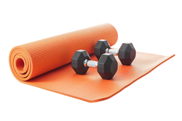 Yoga Mat and Dumbbells Arranged Neatly for Home Workouts