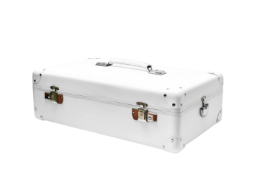Lightweight white minimalistic suitcase with a minimalist aesthetic isolated on transparent background