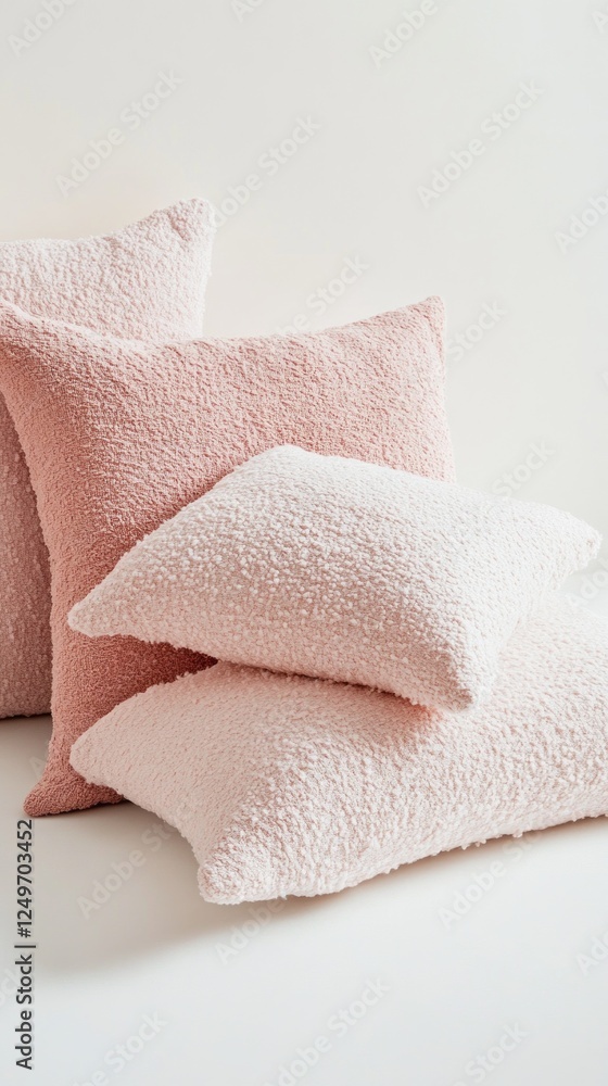 Aufkleber luxurious light pink bed linen set showcases its soft texture with plush pillows and a duvet cover, 