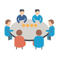 A group of people communicating, discussing, planning, and learning.