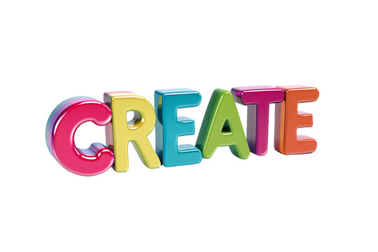 Bold Blocky Typography Poster with the Word CREATE in Vibrant Colors
