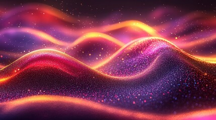 Fototapeta premium Abstract vibrant glowing wavy hills, digital art, space