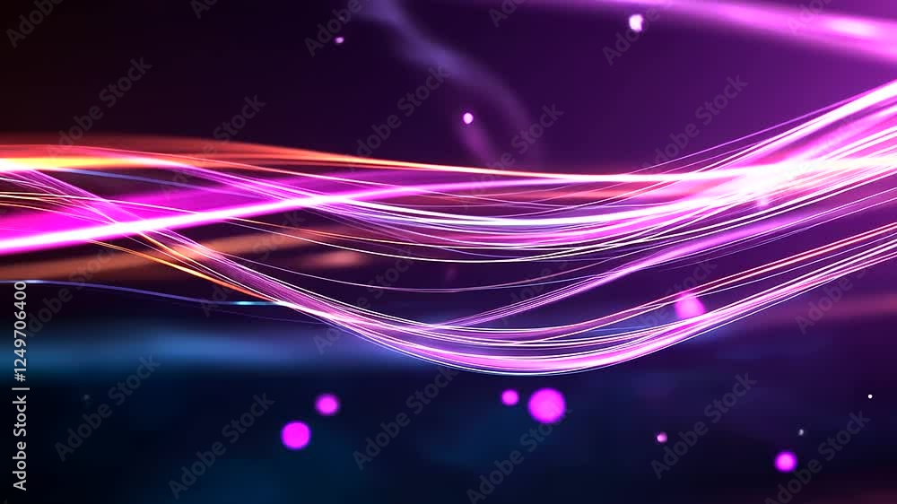 Poster a high-speed digital background with streaks of light traveling along an endless matrix of interconn