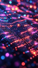 Fototapeta premium Dynamic light patterns abstract digital space visual art colorful environment close-up modern technology concept